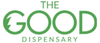 Logo for The Good Dispensary in green text, with the first "O" stylized using a leaf design.