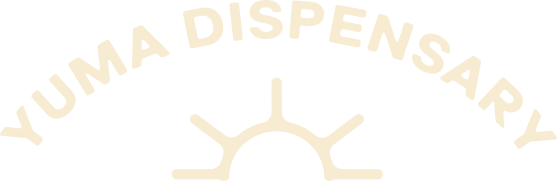Text logo reads "Yuma Dispensary" in an arc above a simple sun graphic with five rays.